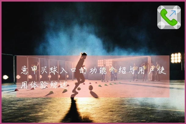 意甲买球入口的功能介绍与用户使用体验综述